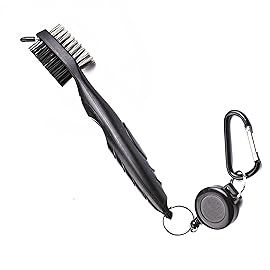 Aebor Golf Towels, Microfiber Waffle Pattern Tri-fold Golf Towel - Brush Tool Kit with Club Groove Cleaner, with Clip Men Women Golf Gifts (Purple Towel+Black Brush)