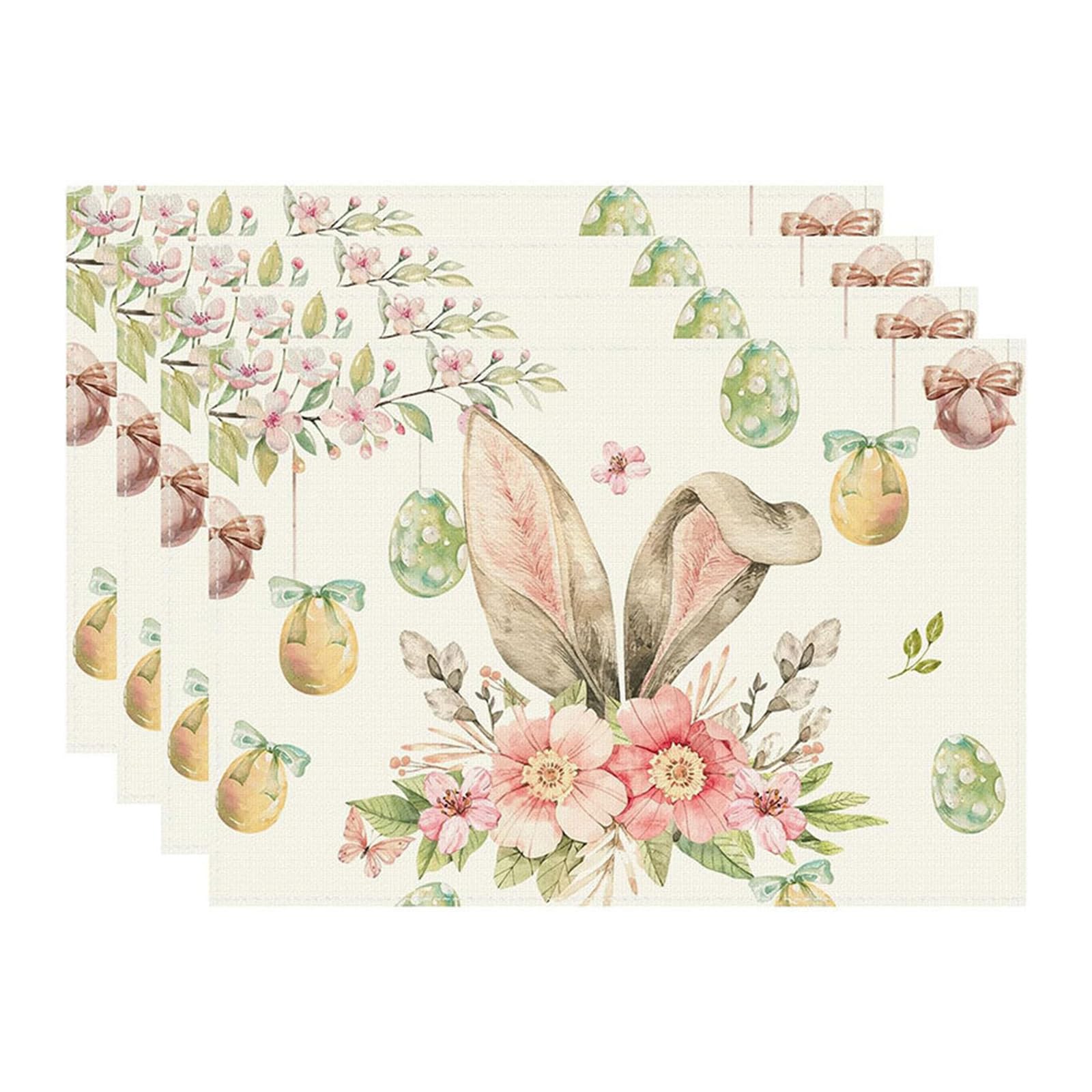 Of 4 Festival Decoration Dining Mats Linen Nonslip Kitchen Table Protectors Decorative Placemats for Parties Table Placemat