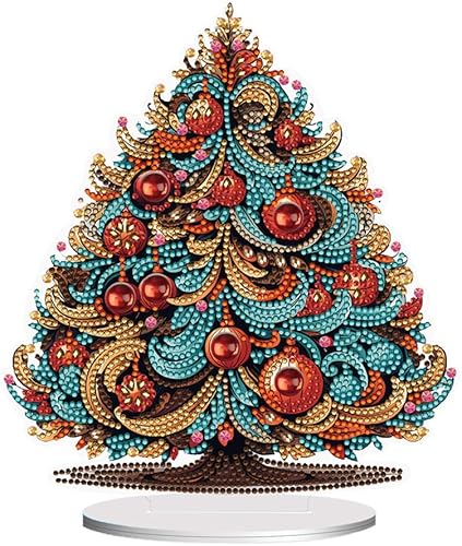 Miniatura 10 de Orgone Pintura de diamantes para árbol de Navidad, kit de adornos de escritorio para adultos, arte de diamantes pintura acrílica por números,