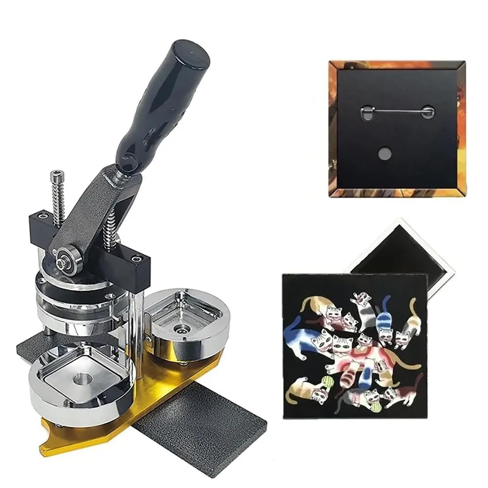 Maszyna Do Produkcji Kwadratowych Magnesów Na Lodówkę – 50X50 Mm Diy, Prasa Do Magnesów Fotograficznych Ze 100 Zestawami Materiałów Eksploatacyjnych I Obcinakiem Do Papieru – Idealna Na Prezenty, Odz