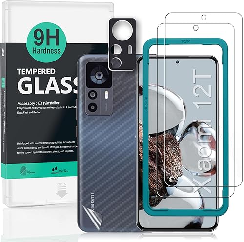 Ibywind Paquete de 2 protectores de pantalla para Xiaomi 12T 5G de 6.67 pulgadas, vidrio templado de dureza 9H, con 1 protector de lente de cámara,