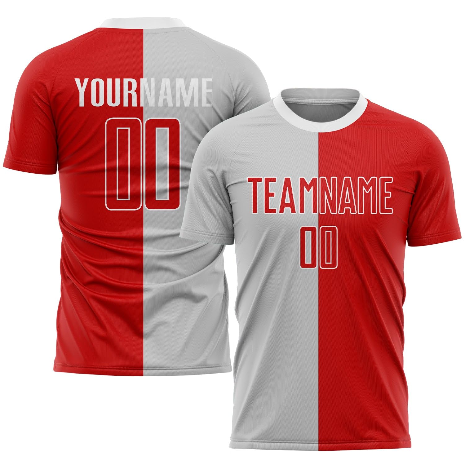 Custom Soccer Jerseys for Boys Men Women Youth, Gray Red White Personalized Soccer Jersey Printed Name Number Logo Sports Jersey
