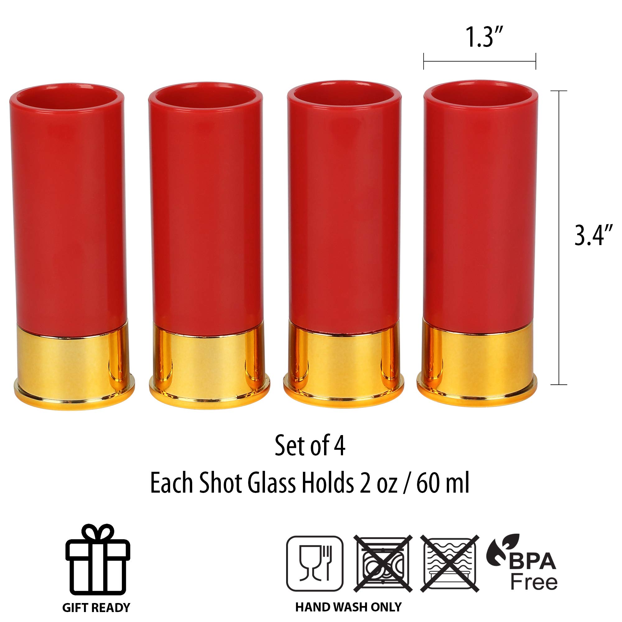 Amazon | Barbuzzo 12ゲージ ショットグラス - 4個セット - シェル型