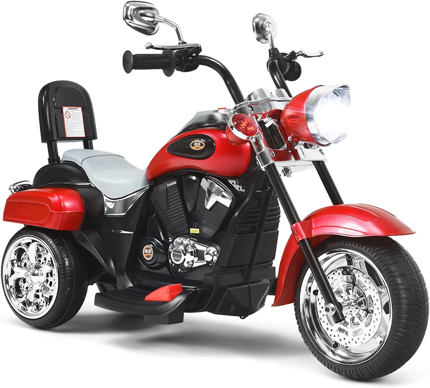 RELAX4LIFE Moto Eléctrica Niños 6V con 3 Ruedas Antideslizantes, Sonidos, Faro, Pedal y Marcha Adelante y Atrás, Moto Electrica Infantil, Coche Eléctrico para Niños de 3+ Años, Carga 30kg (Rojo)