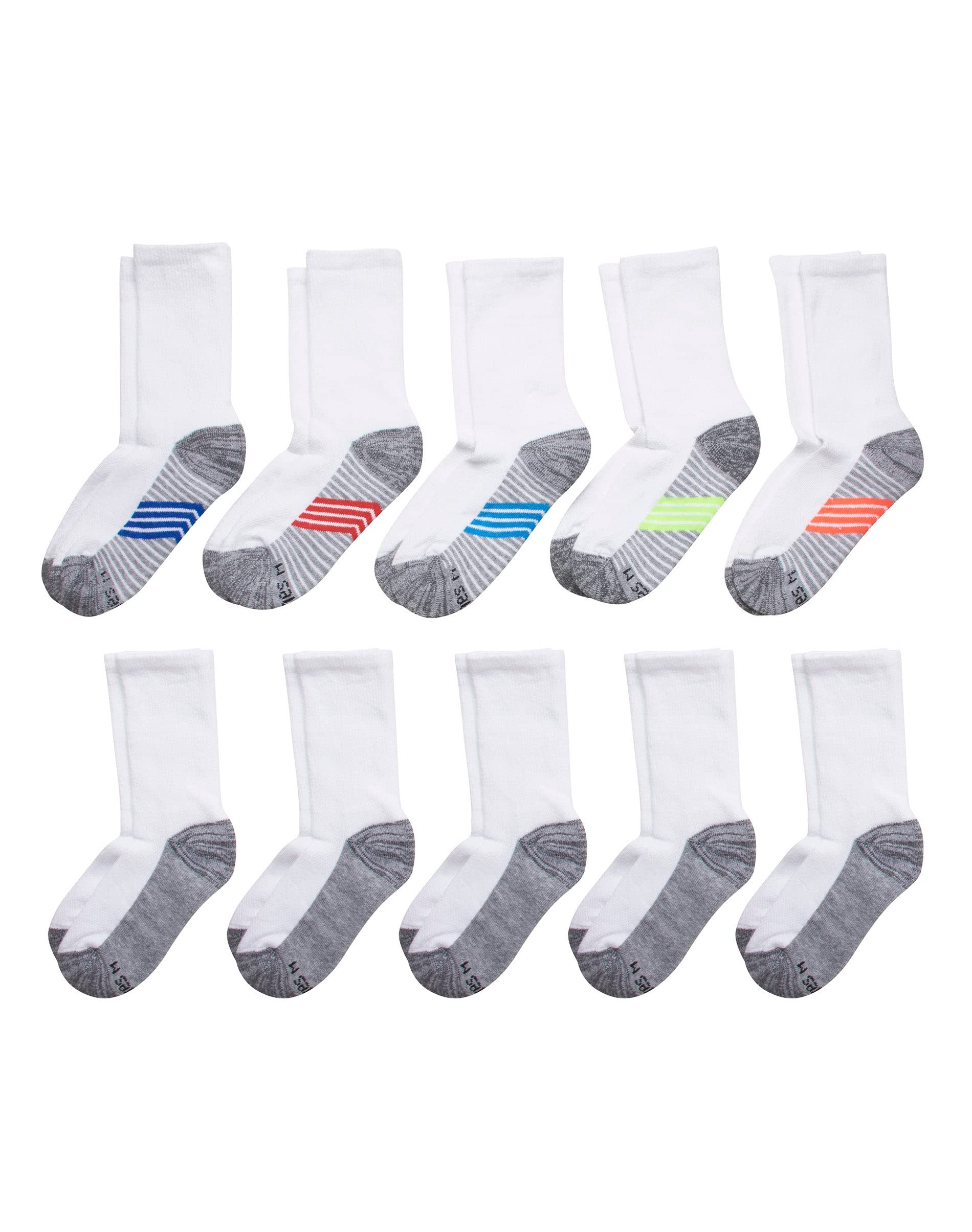 Hanes Ultimate Boys' Crew Performance Sport Socks, 10-Pair Packs
