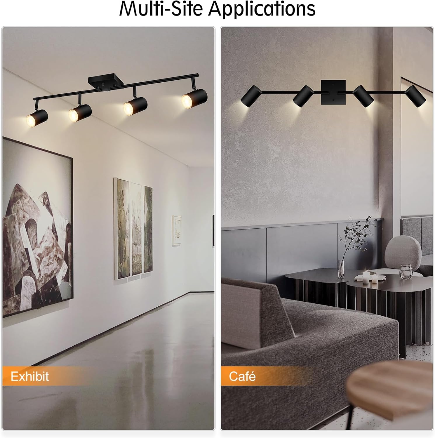 AUQUEE 4 Light Track Lighting Fixtures Ceiling, Matte Black Track Lights Ceiling with Flexibly Rotatable Light Heads, Modern LED Track Light kit for Kitchen/Hallway, GU10 Bulb Not Included