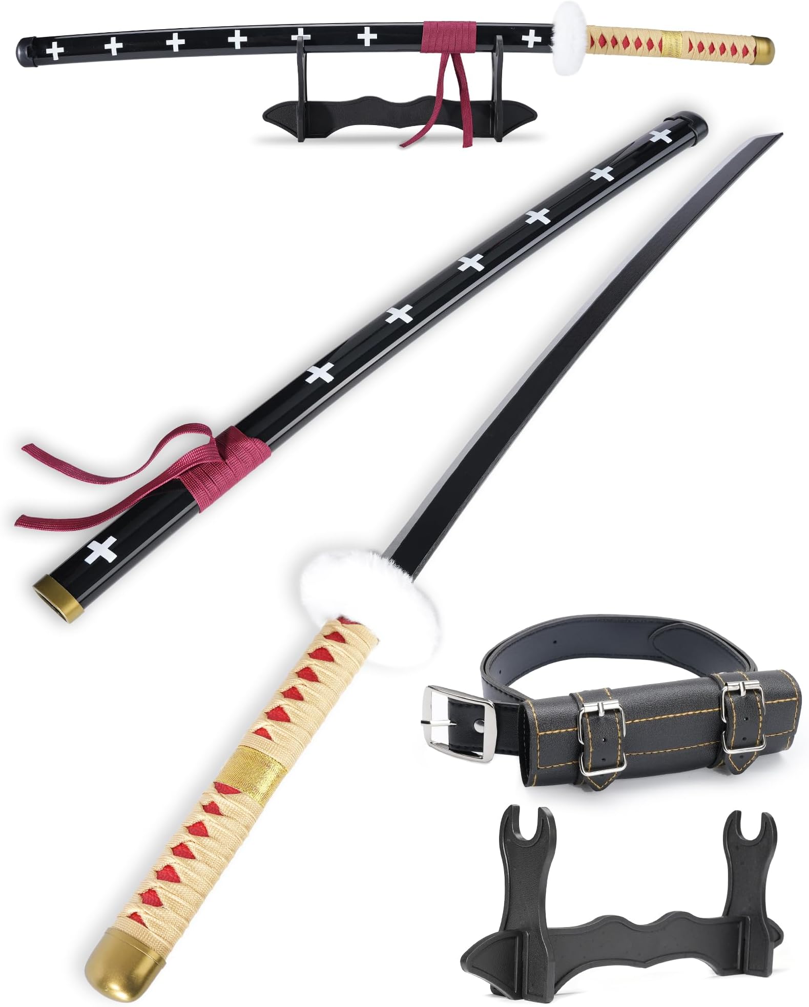 Cold Blade Katana Sword - 41 inches Katana Replica with Holster Belt and Display Stand - Sword with Authentic Design
