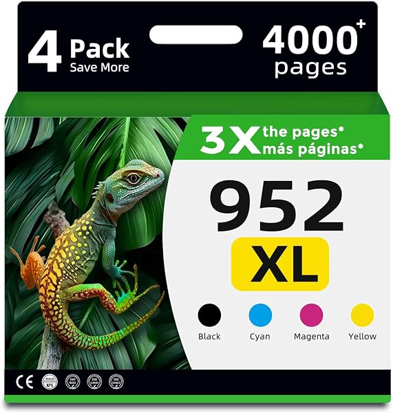 952xl Ink Cartridges Black Color Combo 4-Pack Compatible for HP 952 XL Work with Officejet Pro 8710 7740 Printers 8720 8