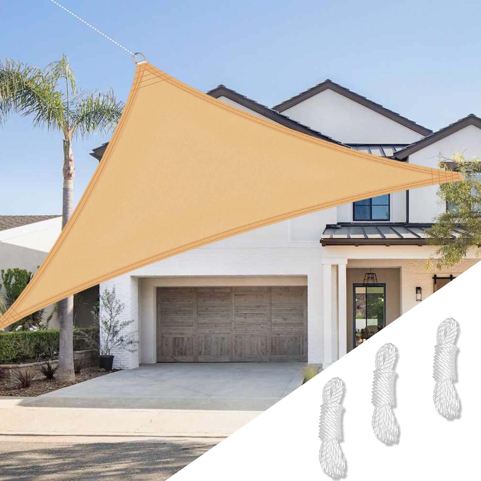 SRHIMEOS Toile Ombrage Triangle Imperméable 4.5x4.5x4.5m, Voiles D Ombrages Triangulaire Exterieur, Étanche Bloque 95% Rayons UV Voile D'ombrage, pour Jardin Terrasse Camping