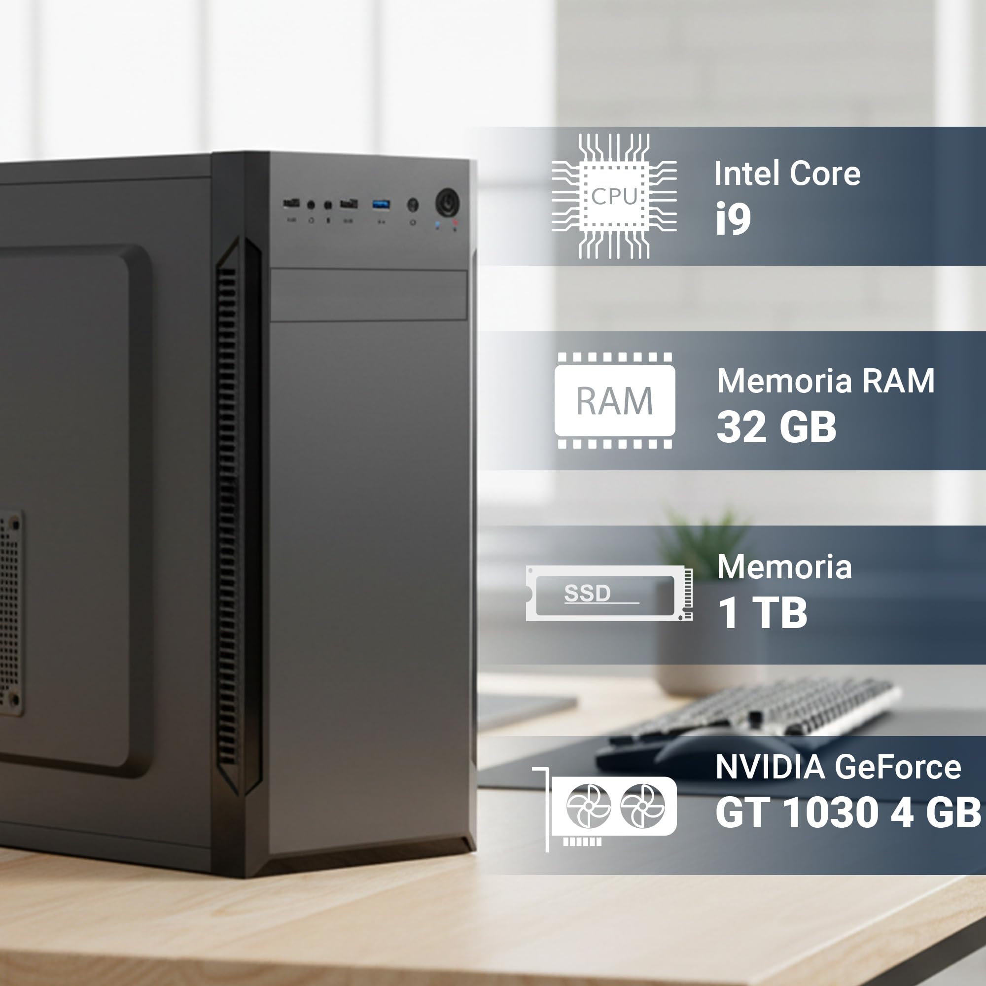 PC Desktop Completo i9-14900 32GB 1TB - Video GeForce GT 1030 - Dettaglio