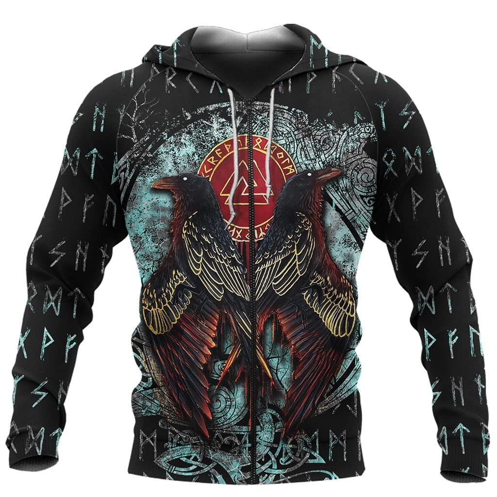 Sweat à capuche zippé Viking Valknut veste de rue imprimé 3D manches longues vêtement décontracté