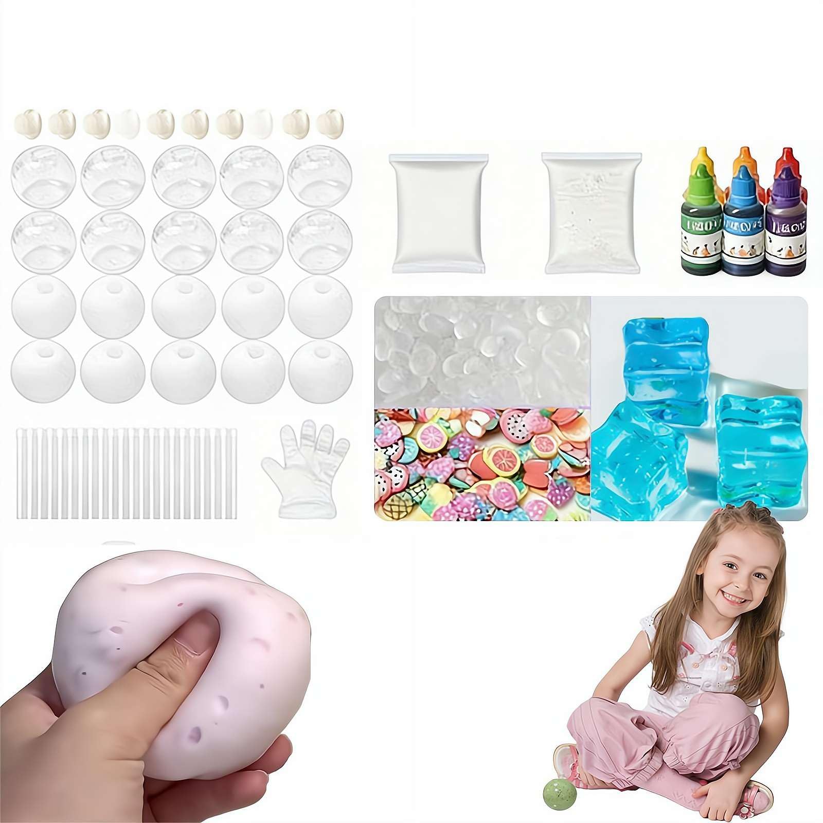 DIY Stress Ball Making Kit, Complete Squishies Ball Maker Set with Air Pump,Expander Tool and Fillers,for Create ASMR Anxiety Relief Toys Crunchy Relaxing, Make Your Own Fidget Pressure Balls
