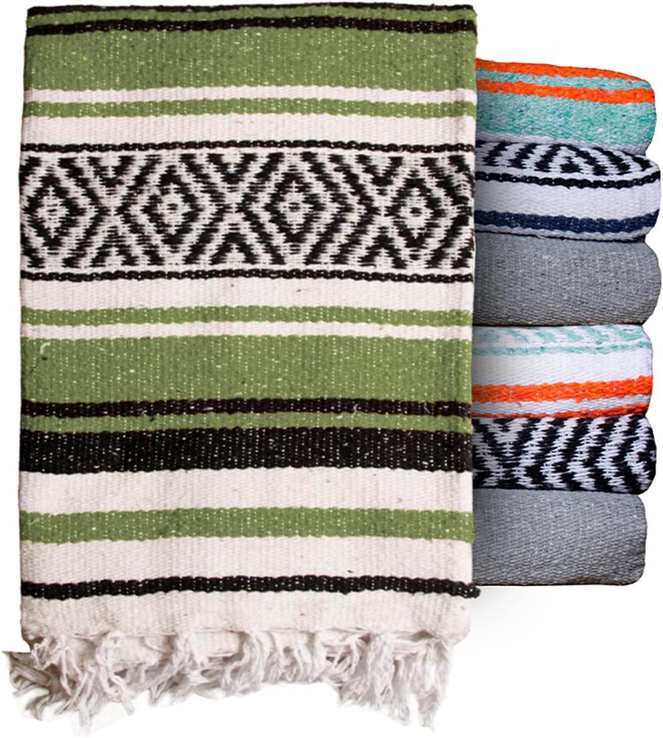 $averPak BodyForge Authentic Mexican Falsa Yoga Blanket (Green/Black/White)
