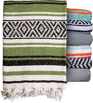 $averPak BodyForge Authentic Mexican Falsa Yoga Blanket Green/Black/White