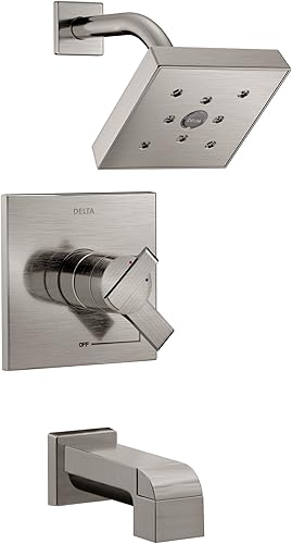 Miniatura 10 de Delta Faucet Ara 14 Serie T14467-SS - Juego alcachofa de ducha con pulverizador H2Okinetic, acero inoxidable (válvula no incluida), T14467-BL Mate