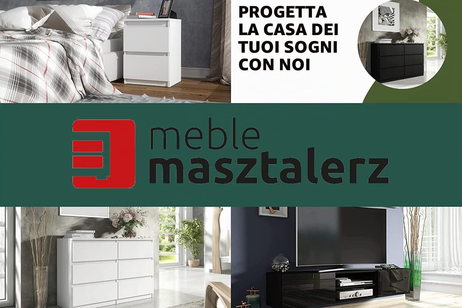 meble masztalerz Comodino con LED - Bianco con Frontale Lucido - Frontali dei tavoli lucidi - con 2 cassetti - 55,2 cm - Cassetti Senza Maniglie - Comodini Camera da Letto