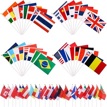 Flags, shallyong 32 Pieces World Flags, Tenendo la Bandiera onale, Decorative Bunting, Parties, Parades, Hand Flag, Sports Events, Decoration