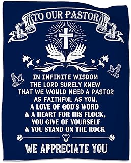 Pastor Appreciation Gifts Throw Blanket 60"x50", Pastor Gifts for Men Women, Inspirational Christian Pastor Gifts for Men, Birthday Religious Gift for Pastor