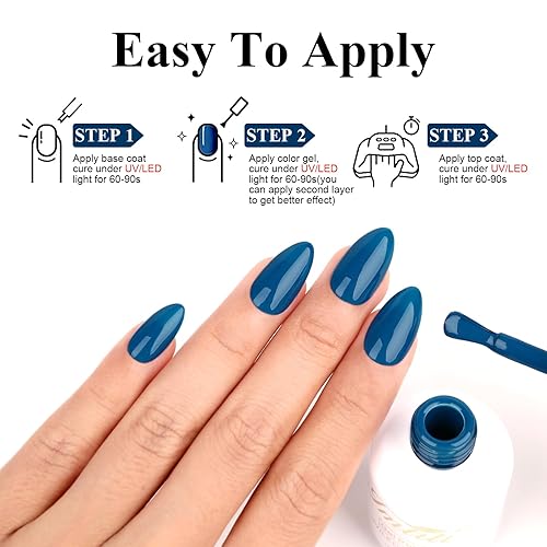 Miniatura 6 de Imtiti Esmalte de uñas en gel, 0.5 onzas líquidas, esmalte de gel azul lágrima, esmalte de uñas en gel semipermanente con luz LED UV, esmalte de