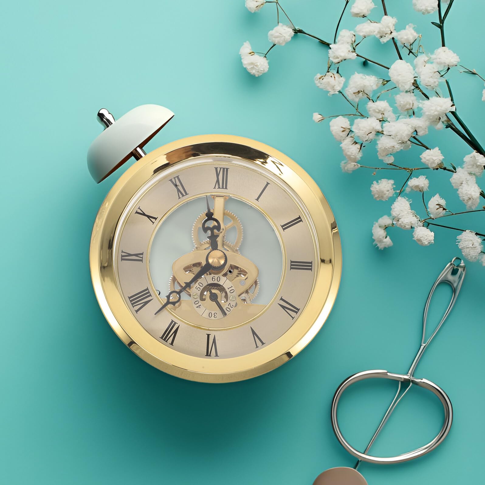 Uhrwerk Transparent mit Metallzahnrädern 103mm Durchmesser Quarz Ersatzteil für Wanduhr Selbstgemacht Uhrwerk mit Stabilem Einbau für Uhrenreparatur