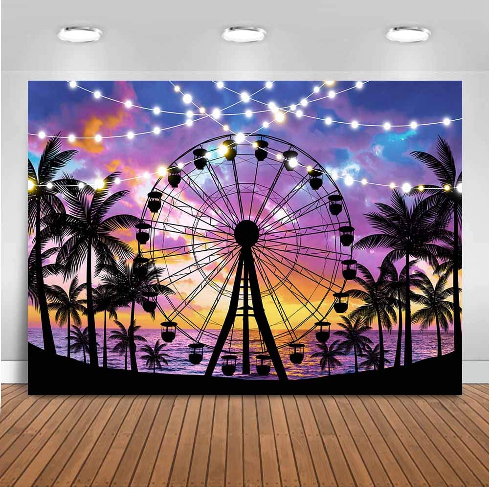 Buy Moca Summer Beach Ferris Wheel Backdrop Tropical Seaside Palm Tree