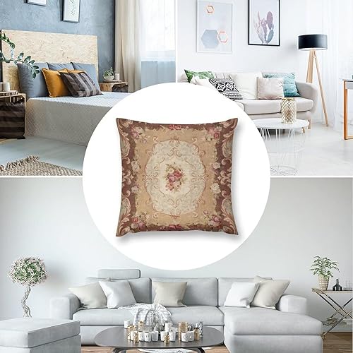 Miniatura 7 de Nebra Fundas de almohada con estampado floral de rosa antigua estilo Aubusson francés, acogedora funda de almohada cuadrada para decoración del