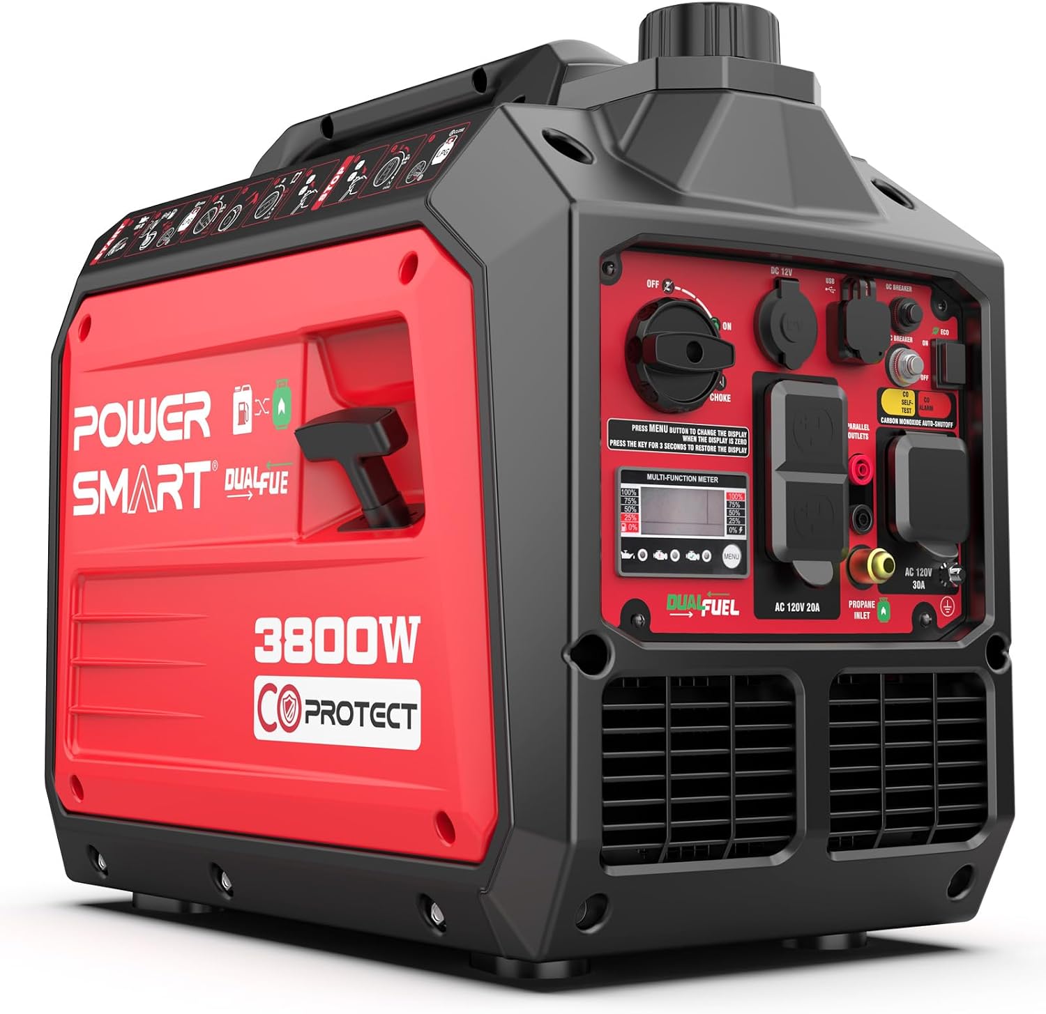 PowerSmart 3800W Dual Fuel Inverter Generator, Quiet 59dB Portable Power for Home & Camping
