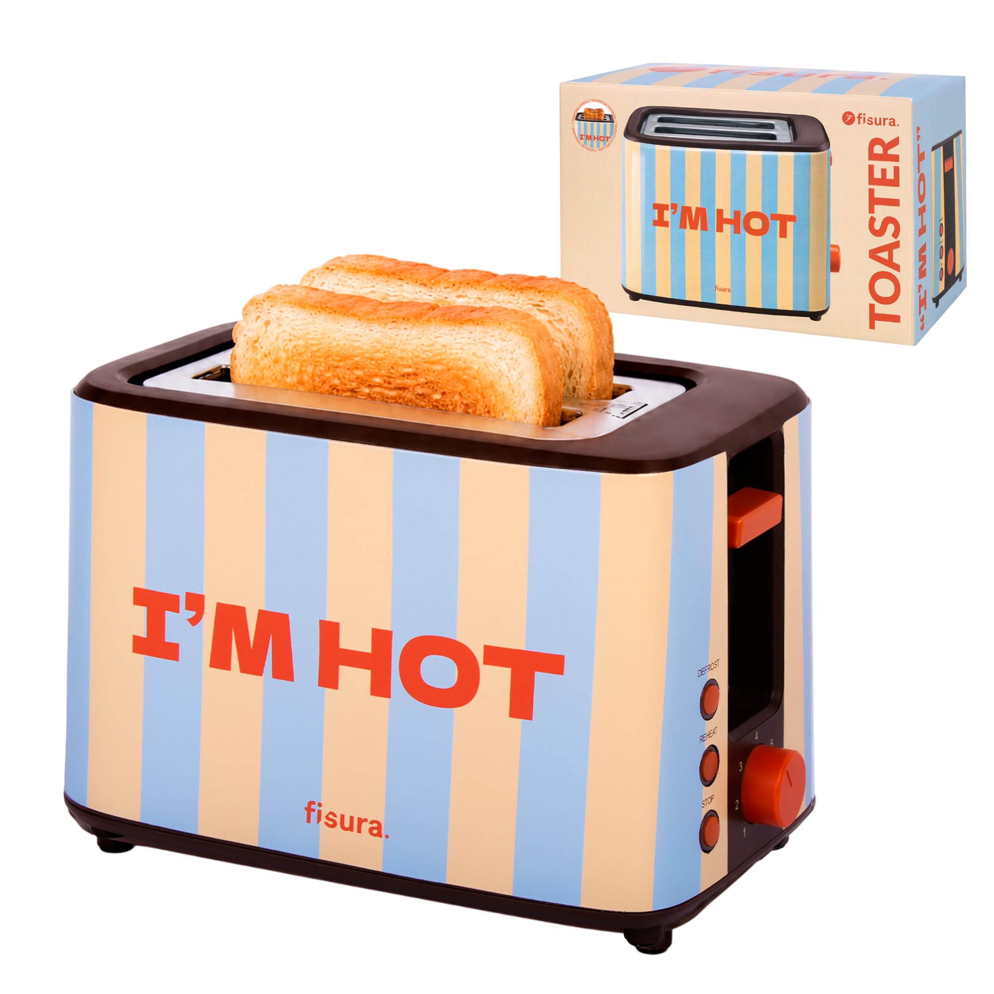 Fisura - Toster na 2 kromki “I’m hot”. 7 poziomów opiekania.