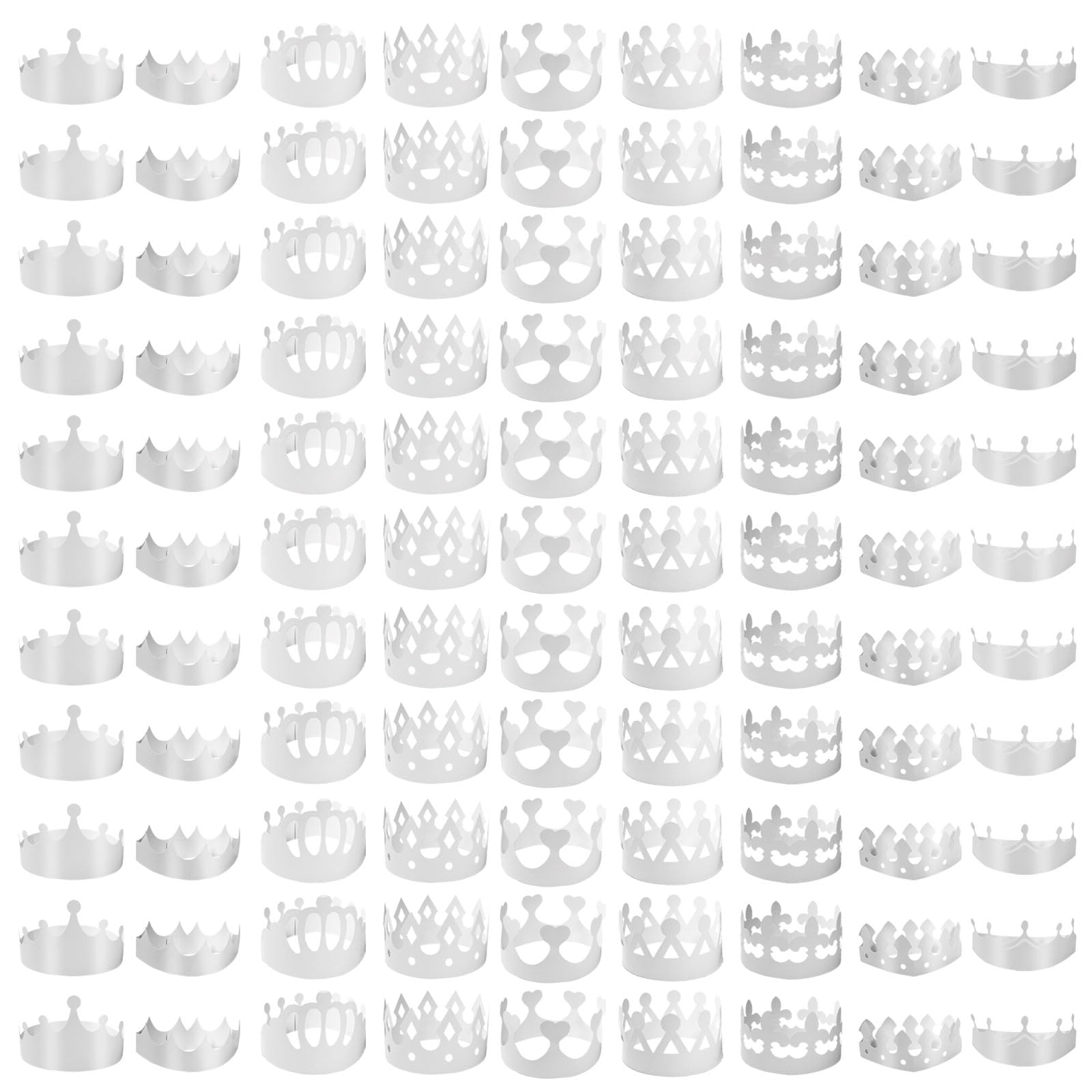 SENONAPO 288 Pcs White DIY Paper Crowns Bulk 9 Styles Blank Princess Queen Tiaras Crowns Classroom Crowns Birthday Party Hats for Kids Birthday Party DIY Decor Supplies