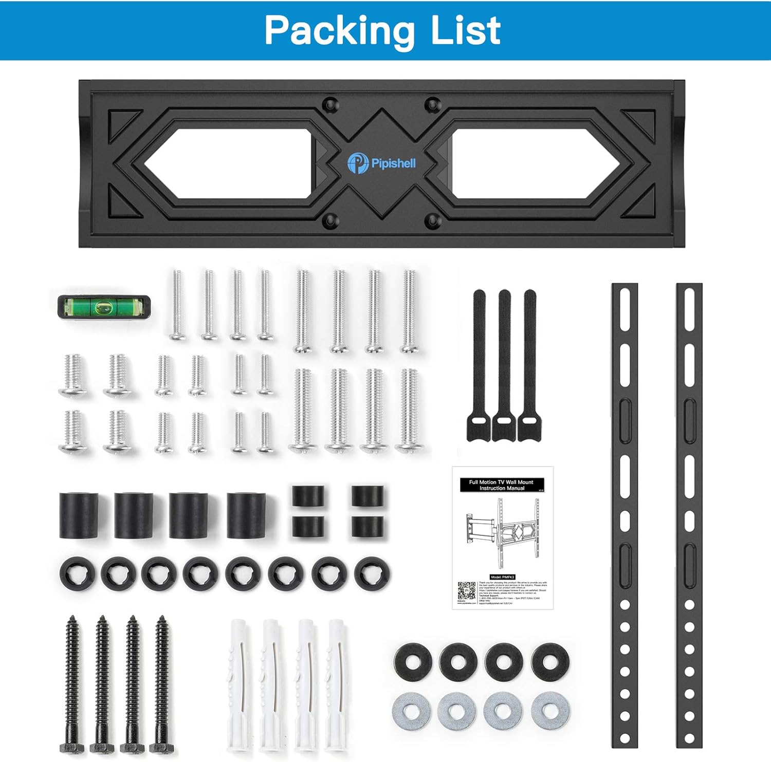 Pipishell Full Motion TV Wall Mount, Heavy Duty Single Articulating Arms TV Bracket for Most 26-60 Inch Flat Curved TVs, Up to VESA 400x400mm and 77lbs, Support Swivel, Tilt, Level Adjustment : Electronics