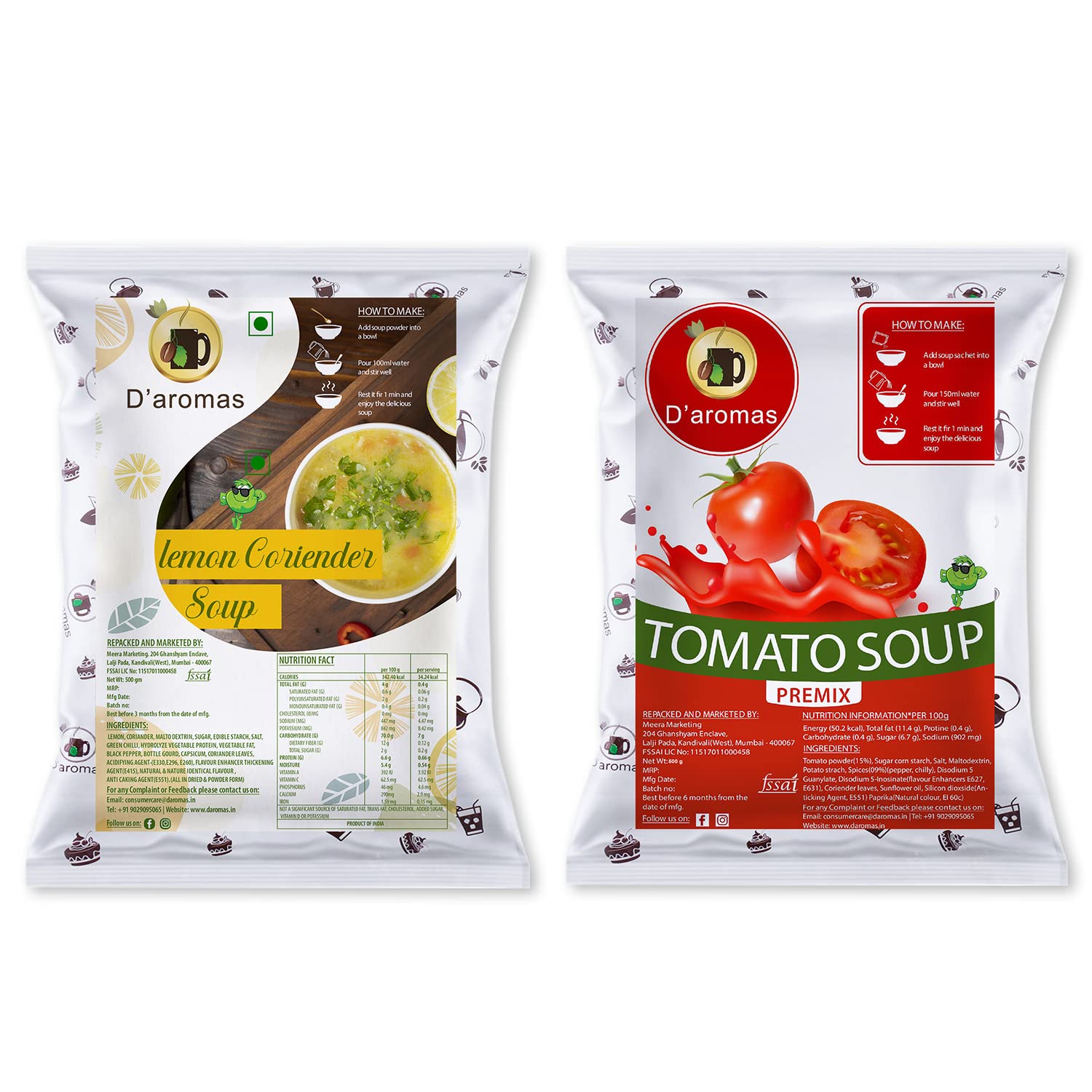 Daromas Instant Lemon Coriender & Reg Tomato Soup 500gx2, Instant Premix Mix Powder|Ready To Cook| No Artificial Flavour & Colour|Healthy Soup (B0B7SGVRKV) Amazon Price History, Amazon Price Tracker