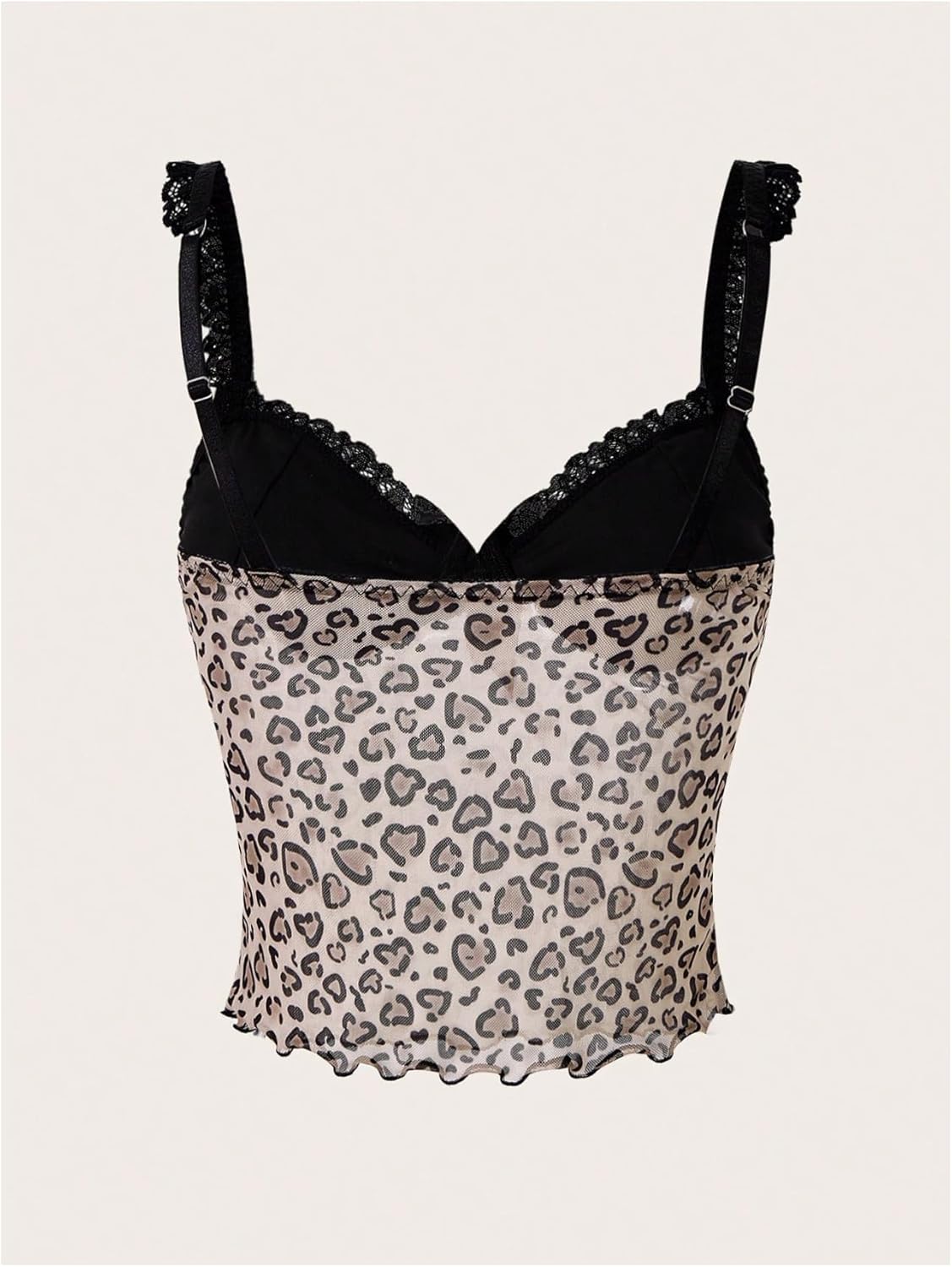 SOLY HUX Women's Leopard Print Lace Mesh Cami Tops Spaghetti Strap Y2k Corset Top - Image 2