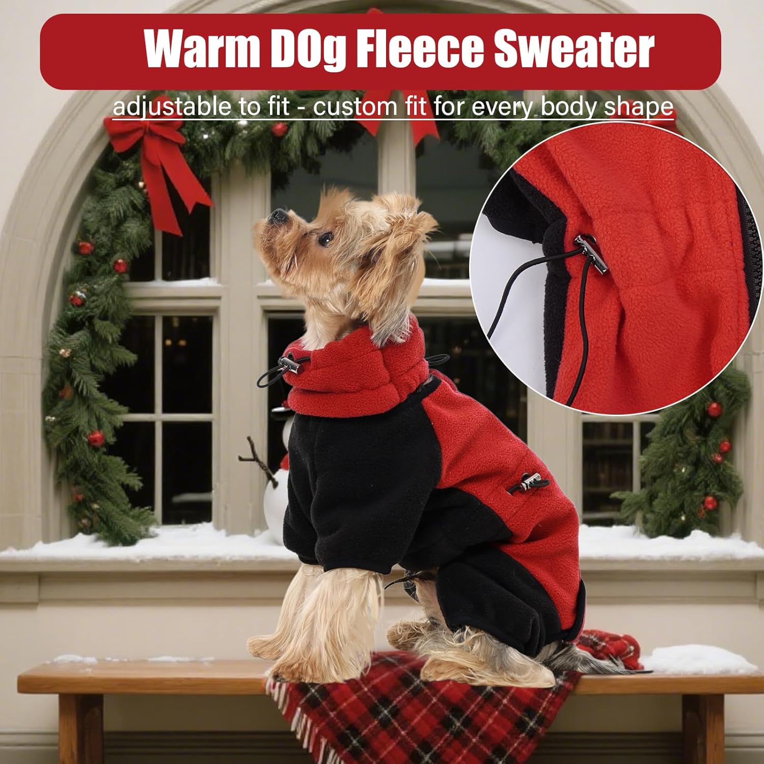 DENTRUN Dog Winter Coat, Warm Fleece Jacket, Pajamas Turtleneck Dog Sweater, Puppy Cold Weather Outfit Thermal Bodysuit, Sweatshirts Snowsuit, Soft Jumpsuit