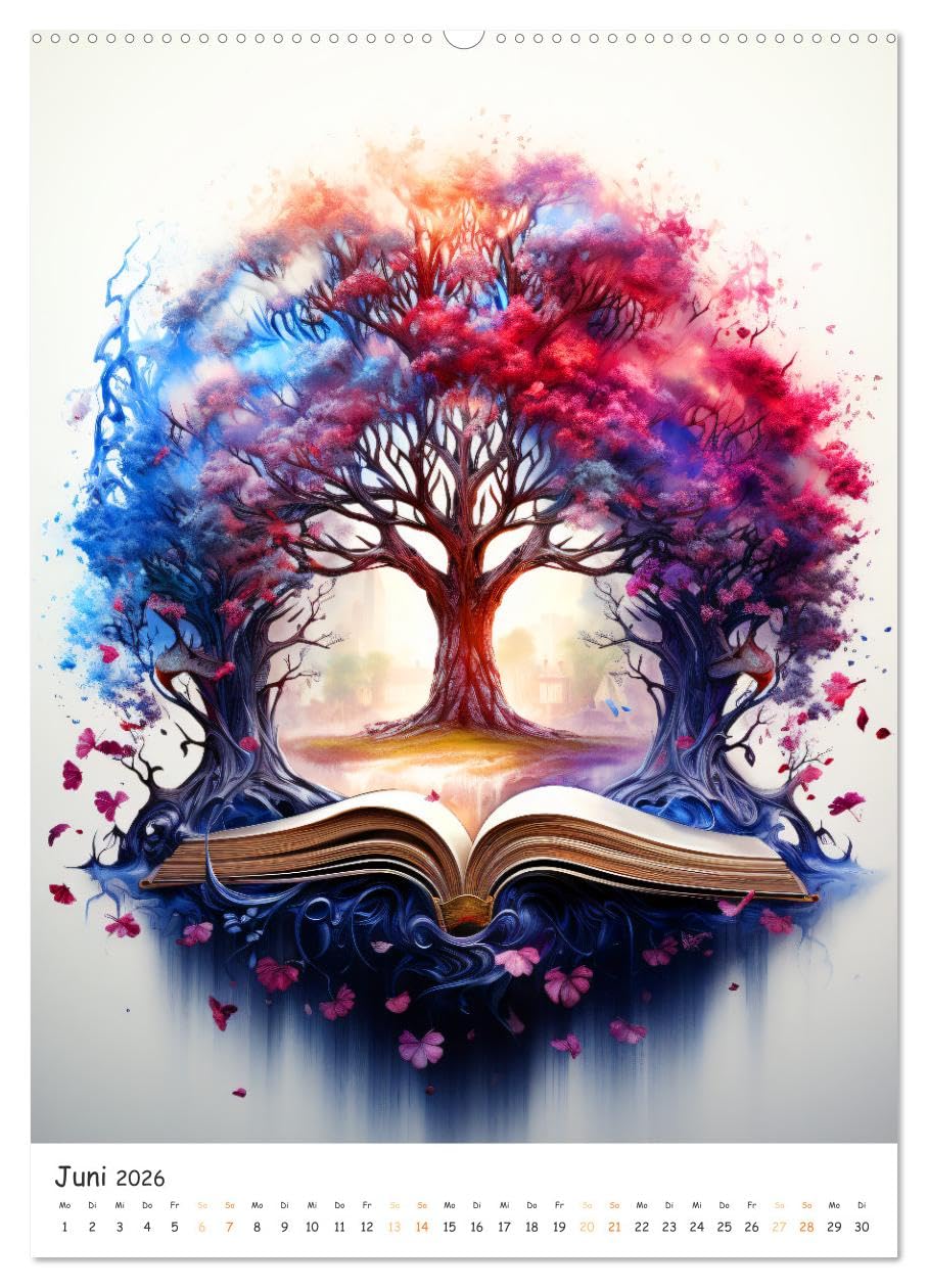 Zauberhafte Seiten - Entdecke die Magie der Bücher (Wandkalender 2026 DIN A2 hoch), CALVENDO Monatskalender: Lass dich von 12 Ansichten verzaubern, ... Welten entführen! (CALVENDO Kunst)