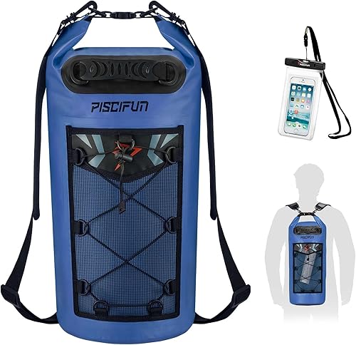 Piscifun - Mochila seca flotante e impermeable, 510203040 L, con funda impermeable para teléfono, para kayak, canotaje, surf, rafting y pesca