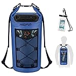 Piscifun Dry Bag, Waterproof Floating Backpack 30L with Waterproof Phone Case for Boating, Kayaking, Fishing, Sapphire Blue 30L