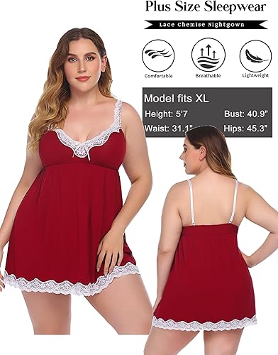 Miniatura 6 de Avidlove - Ropa de dormir sexy para mujer, camisón de encaje, camisón completo tipo babydoll para llevar debajo de otras prendas