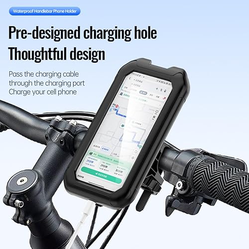 Miniatura 5 de Soporte de teléfono para bicicleta con rotación de 360, resistente al agua con cubierta para pantalla táctil y funda absorbente de golpes para