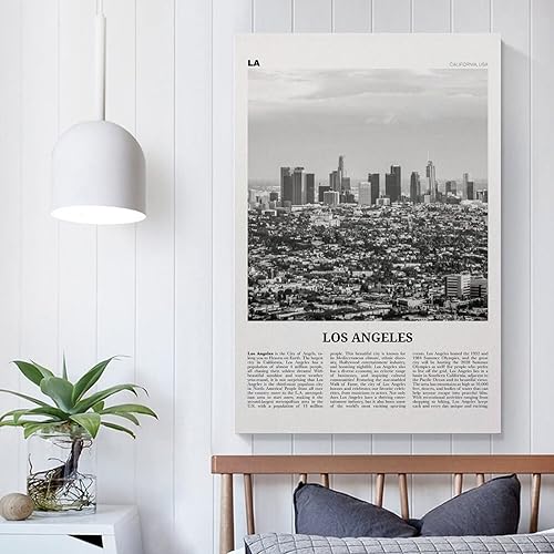 Miniatura 5 de Impresión de Los Ángeles horizonte blanco y negro, arte de pared de Los Ángeles, póster de Los Ángeles, Los Ángeles, póster de Los Ángeles, pintura