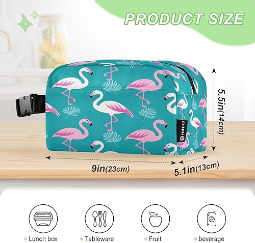 Miniatura 3 de Bolsas aisladas resistentes al agua, térmicas, con hebilla, lonchera térmica para jardín de infantes, elegante, flamenco, melocotón, cian, bolso de