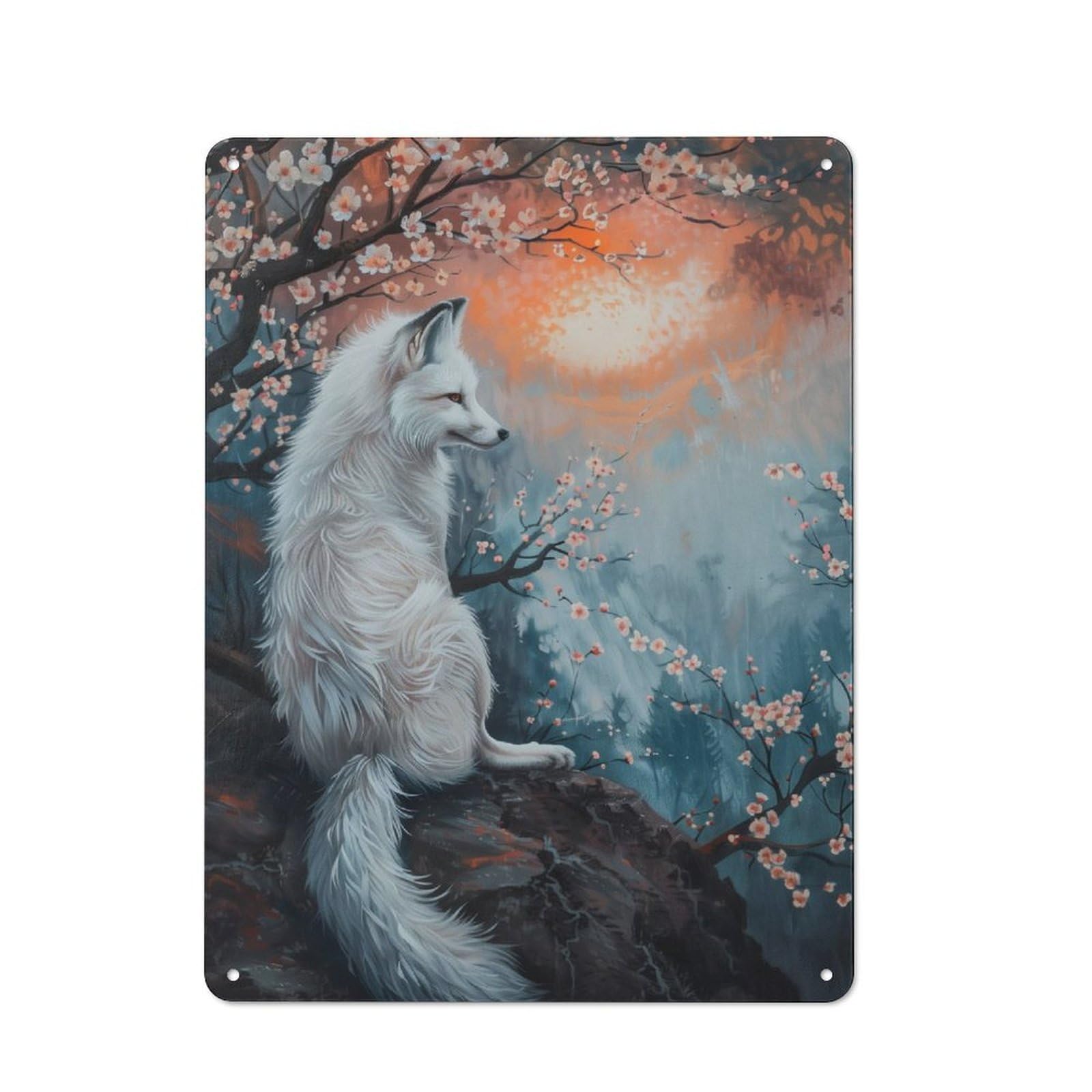 Junmoney Fox Magical Fairy Tale Sun Industrial Metal Wall Decor 40X30cm, Metal Wall Sign For Tool Room, Garage, Studio Or Home Bar