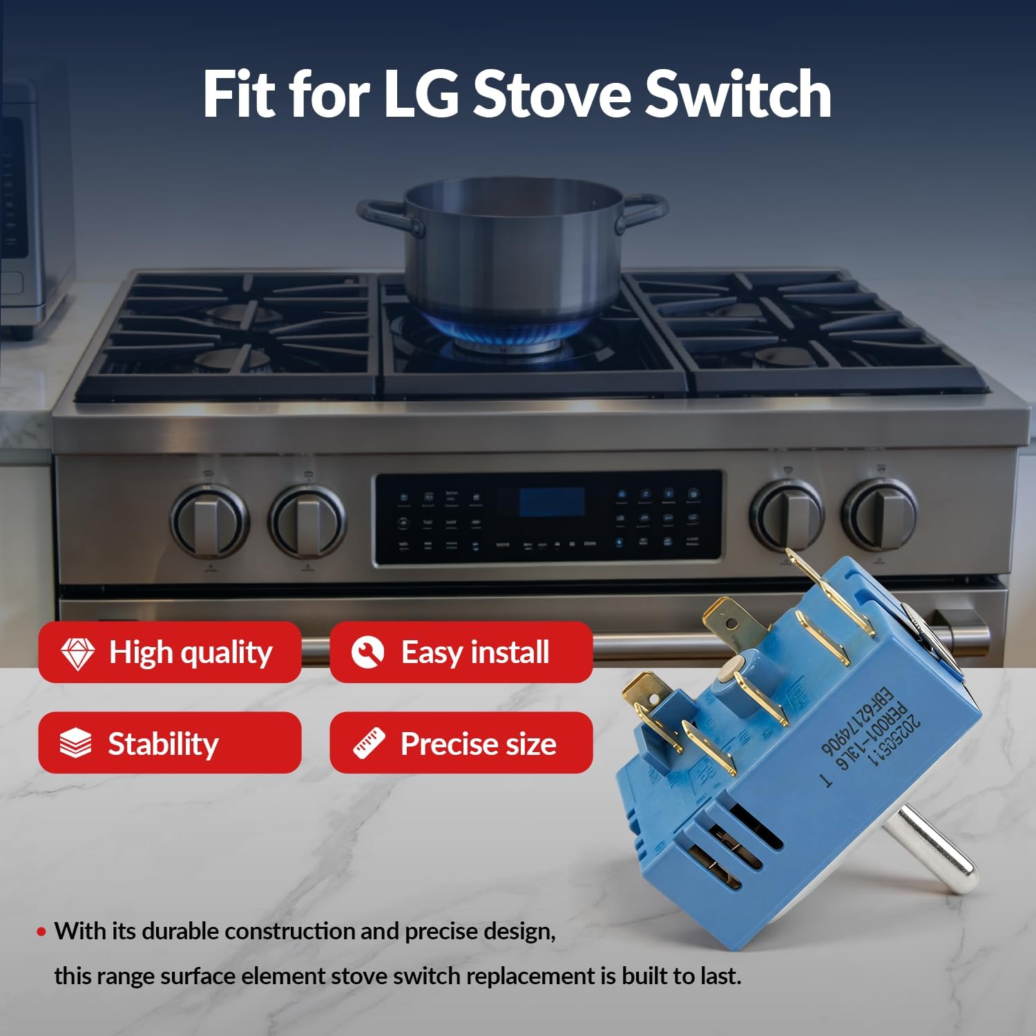 EBF62174906 Infinite Control Switch for LG Electric Range Oven Surface Element Replacement PER001-13LG T PER001-13S T EBF62174901 OEM28902162 PS17631121 FIX17631121 EAP17631121
