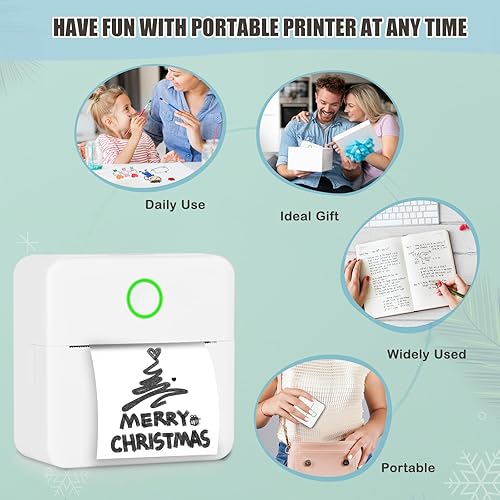 Miniatura 6 de Mini impresora Bluetooth de bolsillo, impresora térmica portátil con 10 rollos de papel para diarioálbum de recortes de