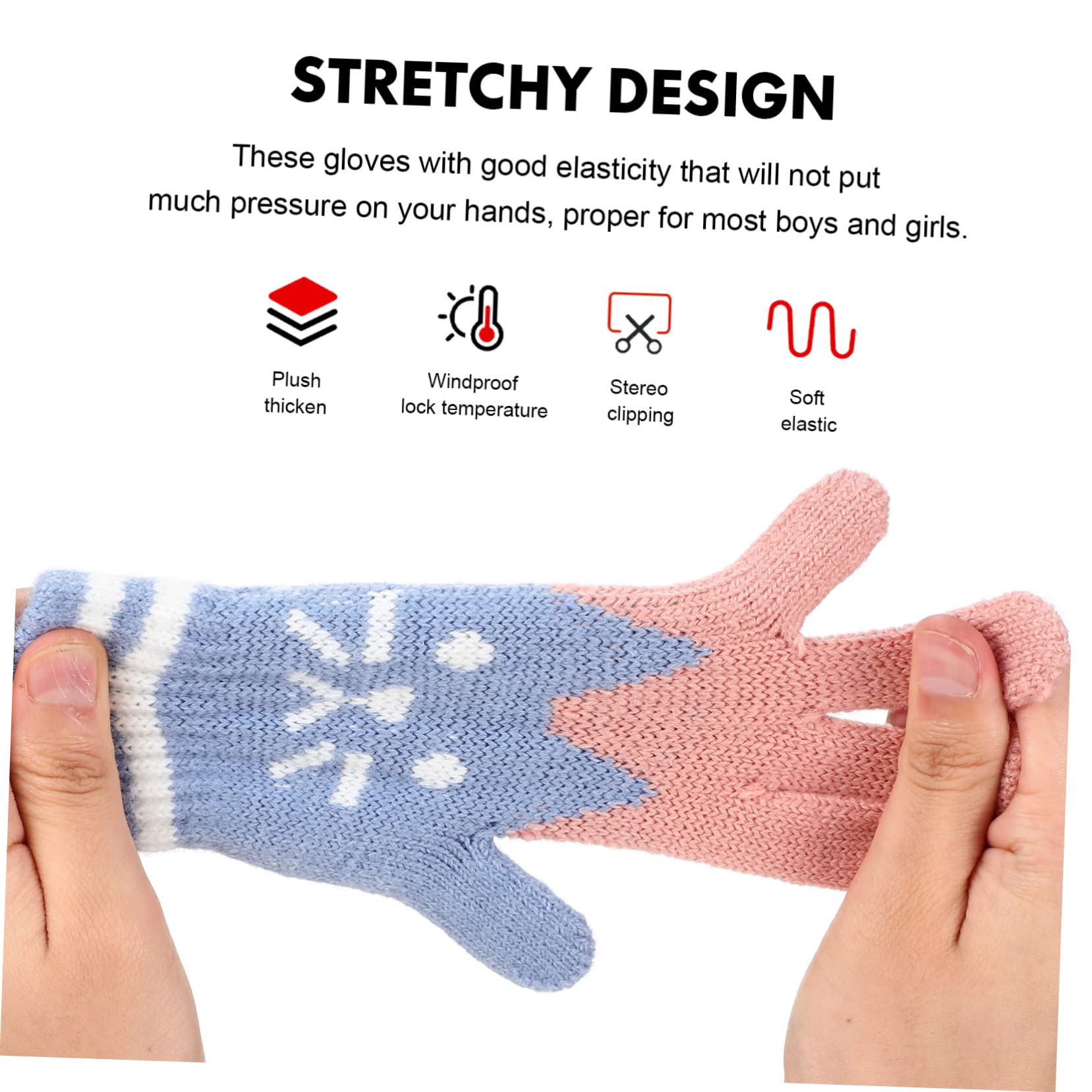 LIFKOME 6 Pairs Gloves Mittens Youth Cold Knitted Winter for Mitts Christmas Fur Paw Warm Cute Outdoor Acrylic