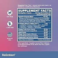 Vista 3 de BioEmblem Complejo triple de magnesio y enzimas digestivas para músculos, nervios, Energ y absorción de nutrientes y apoyo digestivo