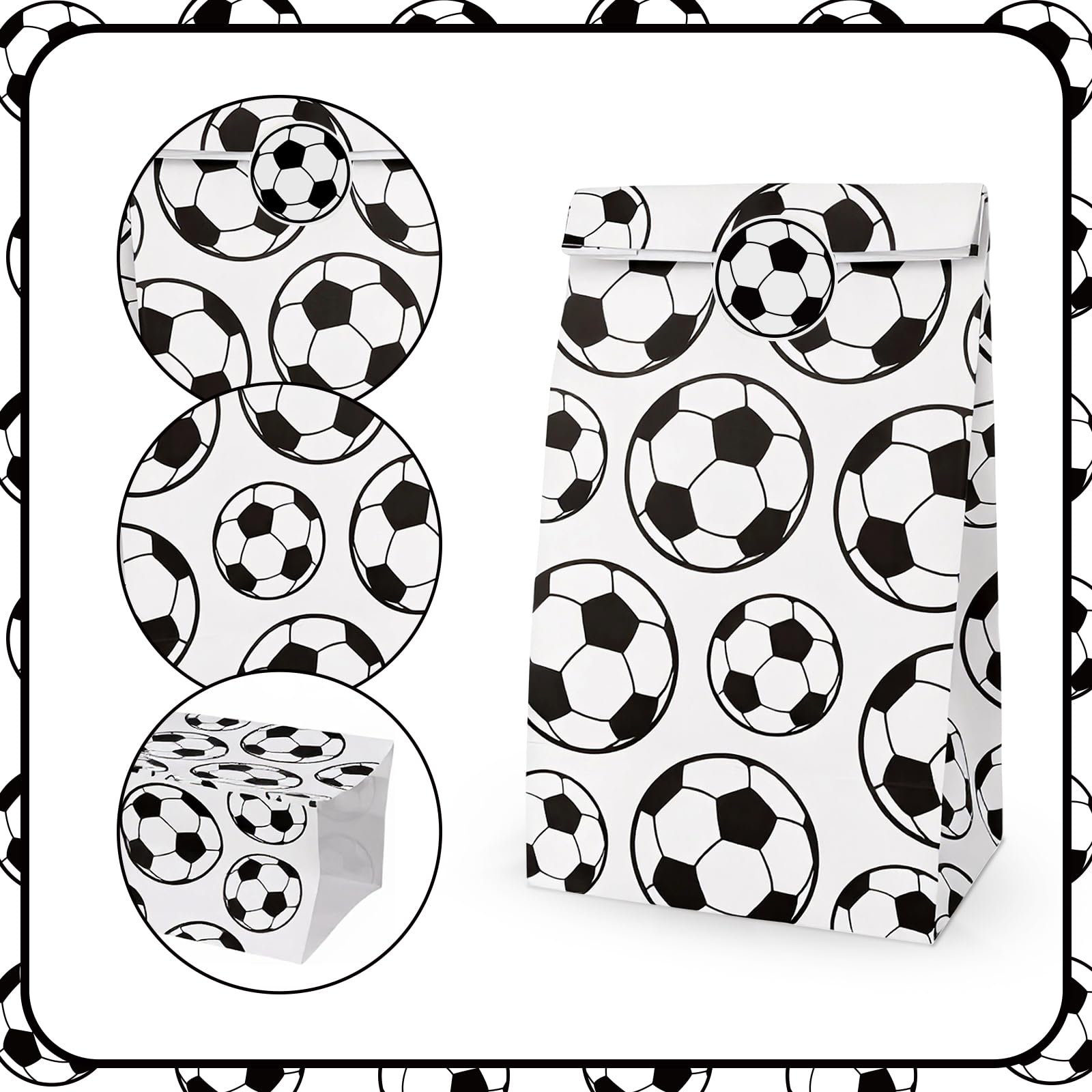 Abilat 24 Stück Fußball-Geschenktüten mit Aufklebern, Fußball-Süßigkeitentüten, Partygeschenktüten, Geschenktüten für Jungen, Mädchen, Kinder, Sportthema, Geburtstag, Babyparty, Party-Dekorationen