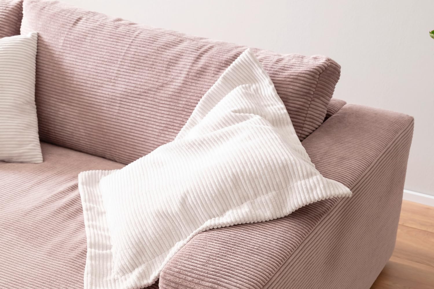 KAWOLA - Big Sofa Madeline - Zeitloses Designer Cord XXL Couch - Komfortabel & Eleganz - 290x86x170cm, Rosa, Polyester