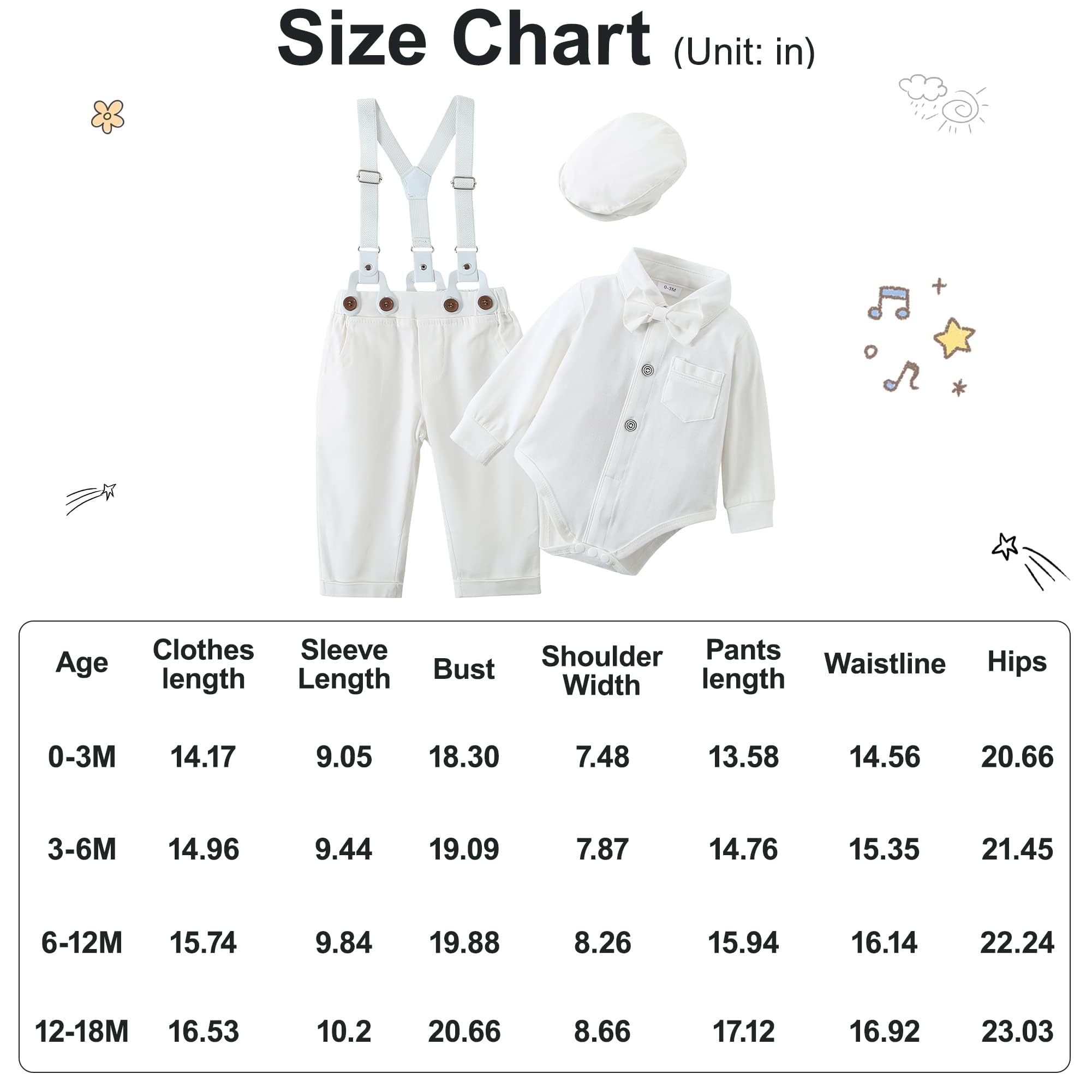 Tenue Bébé Garçon pour Bébés Costume Bapteme 0-18 Mois, Vêtement Mariage Bebe Chemise + Bretelle + Chapeau Gentleman Ensemble