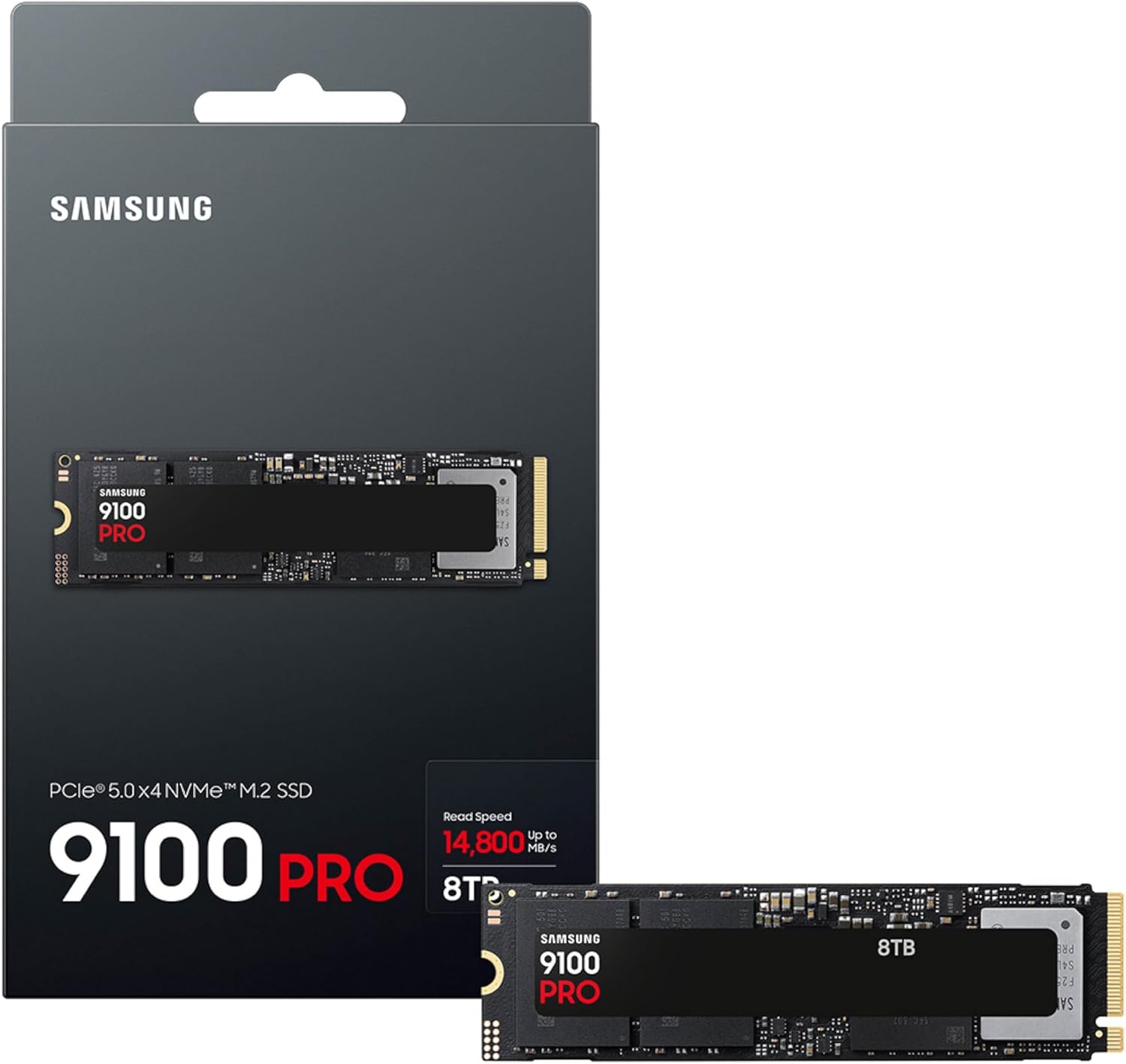 Samsung SSD 9100 PRO 8TB, PCIe 5.0x4 M.2 2280, Seq. Read Speeds Up to 14,800MB/s, Best for AI Computing, Gaming, and Heavy Duty Workstations (MZ VAP8T0B/AM)