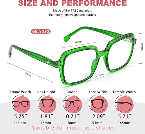 Miniatura 3 de Gafas de bloqueo de luz azul de gran tamaño para mujeres y hombres, gafas de computadora y juegos con marco cuadrado, antirreflejantes y UV RF6215